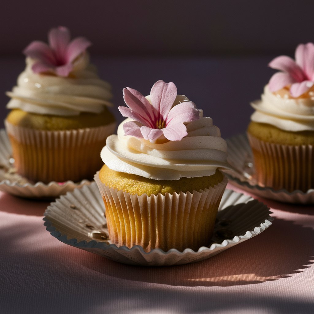 Vanille Cupcake mit Blume